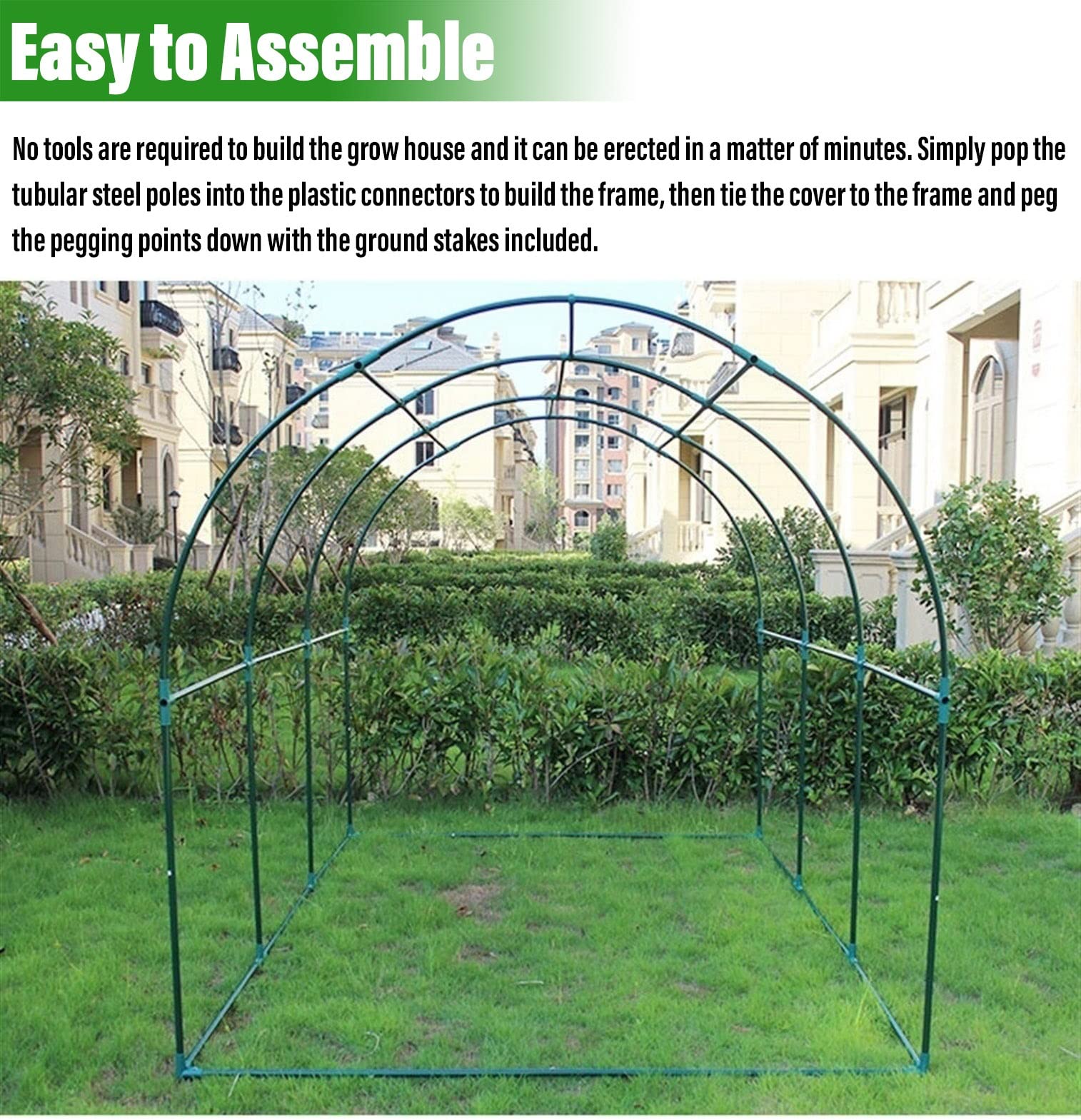 Serra da Giardino Tunnel Di grandi dimensioni Case verdi per Esterno Robusto, Polytunnel Serre con robusto telaio in acciaio, All'aperto Giardinaggio Pomodoro vegetale casa calda, 3m/2m di lunghezza