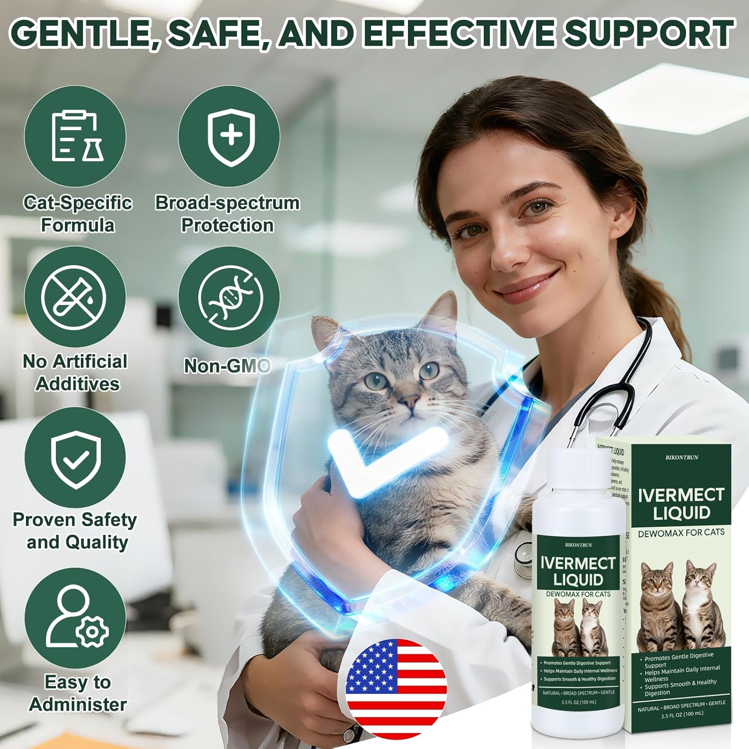 lvermect for Cat, Dewomax Liquid Digestive Support for Kittens & Adult Cats, Broad-Spectrum Gut Balance Formula for Internal Comfort, Gentle Daily Wellness & Healthy Digestion - 3.5 fl oz