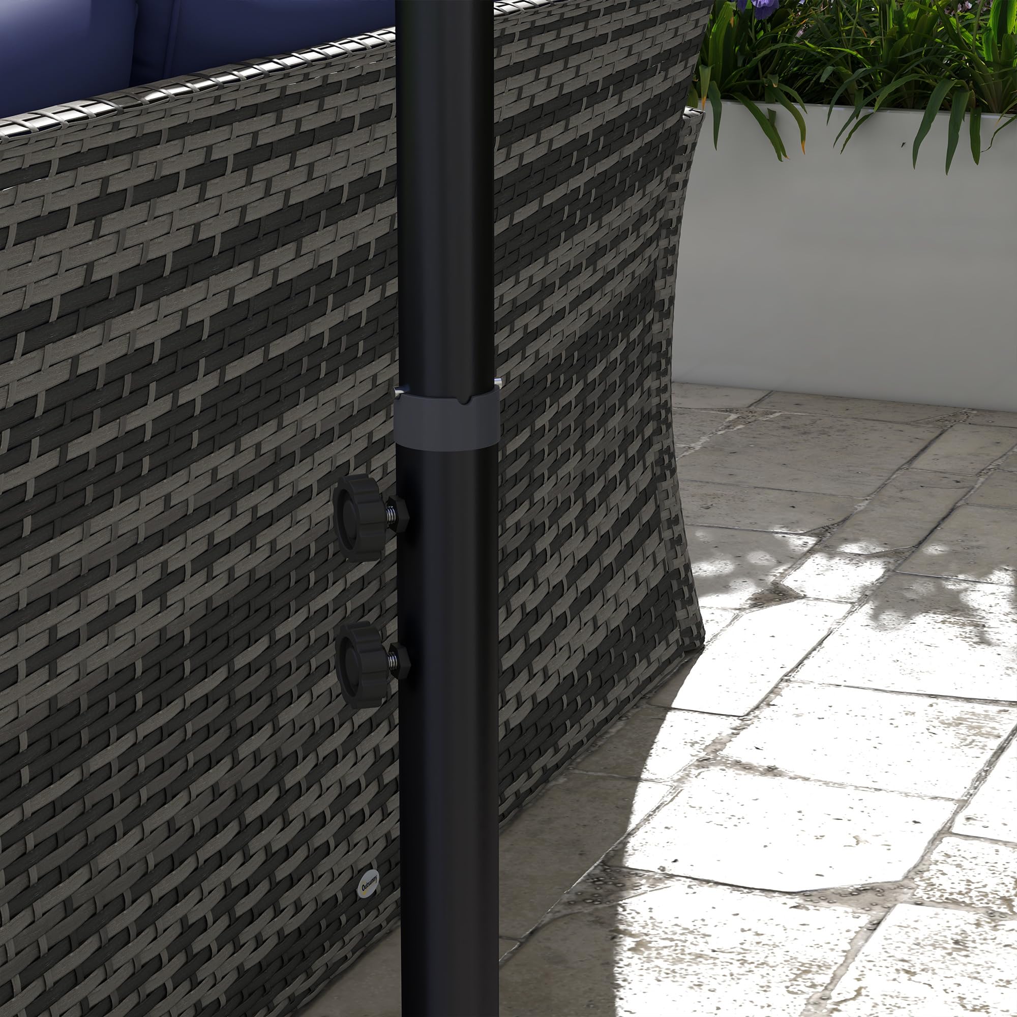 Outsunny Ombrellone Decentrato 3x2 m con Prese d'Aria, Base a Croce e Manovella, Ombrellone da Giardino in Acciaio e Poliestere 160 g/㎡, Protezione UV, per Terrazza e Balcone