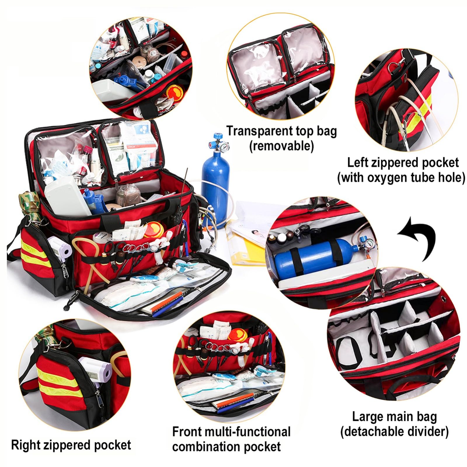 Erste Hilfe Kit Leer,Reiseapotheke Wasserdicht Prävention Verschleiß Widerstehen Erste Hilfe Tasche mit Reflektierende und Verstellbare Schultergurte Streifen für Arbeitsplatz Outdoor(Navy blue)
