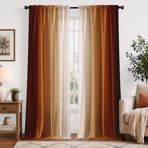 Burnt Orange Curtains 84 Inch Length for Living Room 2