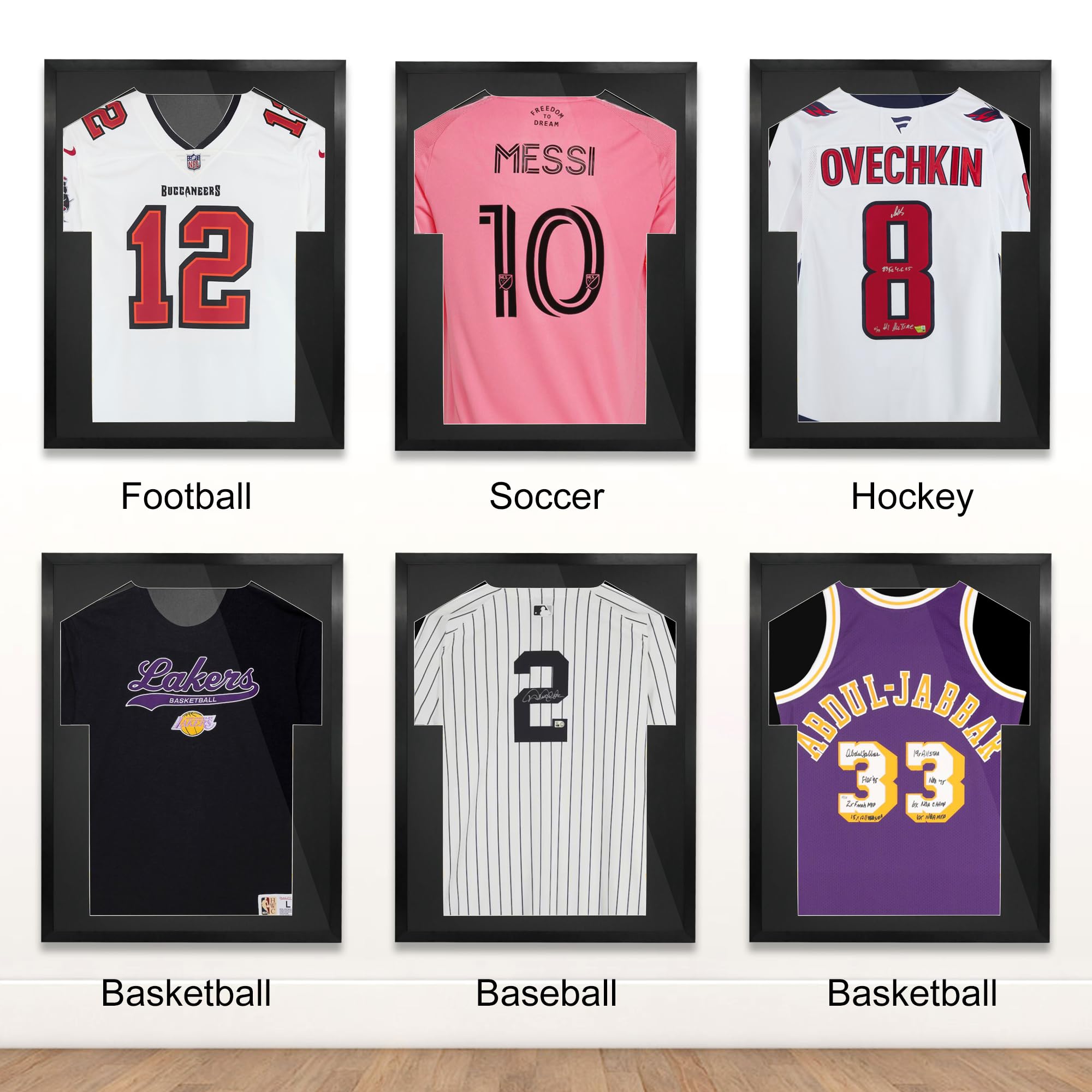 FramePro Trikotrahmen 64 x 84cm Trikot Bilderrahmen Groß 3D Bilderrahmen Fussballtrikot Rahmen Objektrahmen Aluminium für Fußball-, Eishockey-, Rugby-, NBA-Trikot