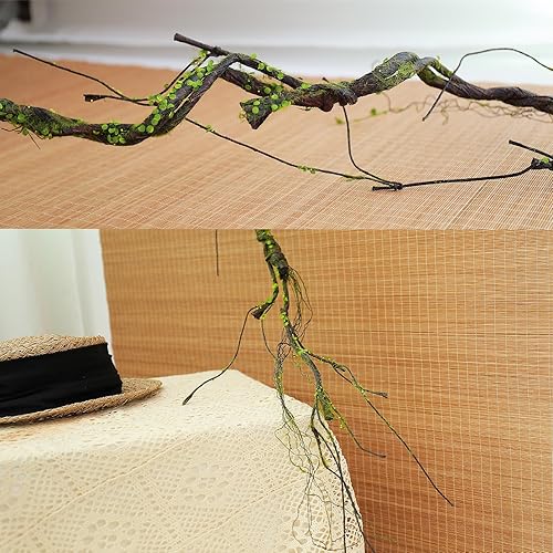Miniatura 9 de CONGZHANHH 2 ramas de árboles artificiales de 67 pulgadas para decoración, tronco de cerezo falso, enredaderas, ramitas de musgo, plantas para
