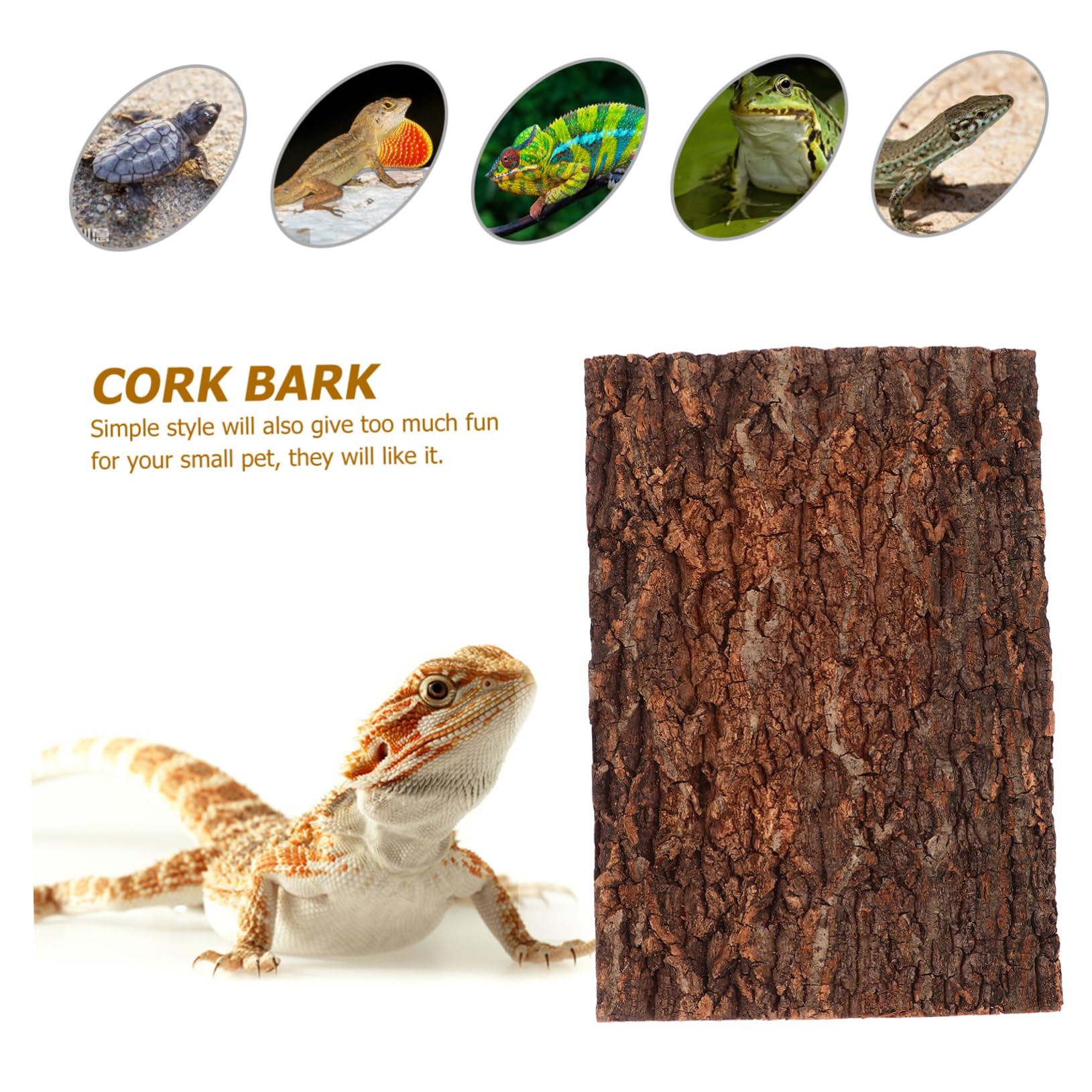 Housoutil 3 Stück Terrarium Zubehör aus Baumrinde mit Kletterplattform Natürliche Rindendekoration für Reptilienboxen und Schildkröten Realistisch