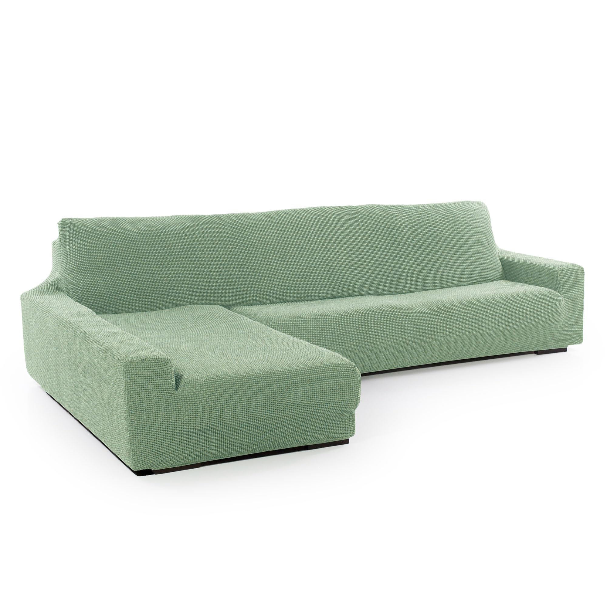 Funda Super Elástica Chaise Longue Brazo Largo Izquierdo (Visto de Frente) | Modelo NOVELE | Turquesa | Protector de Calidad de Tejido Jacquard Tacto algodón OEKO-TEX STANDARD 100
