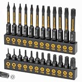 Amartisan Torx Bit Set&comma; 24-Piece S2 Steel&comma; 1" & 2&period;3" Long T5 - T40&comma; Security&comma; Tamper Resistant Fastener Drive Bit