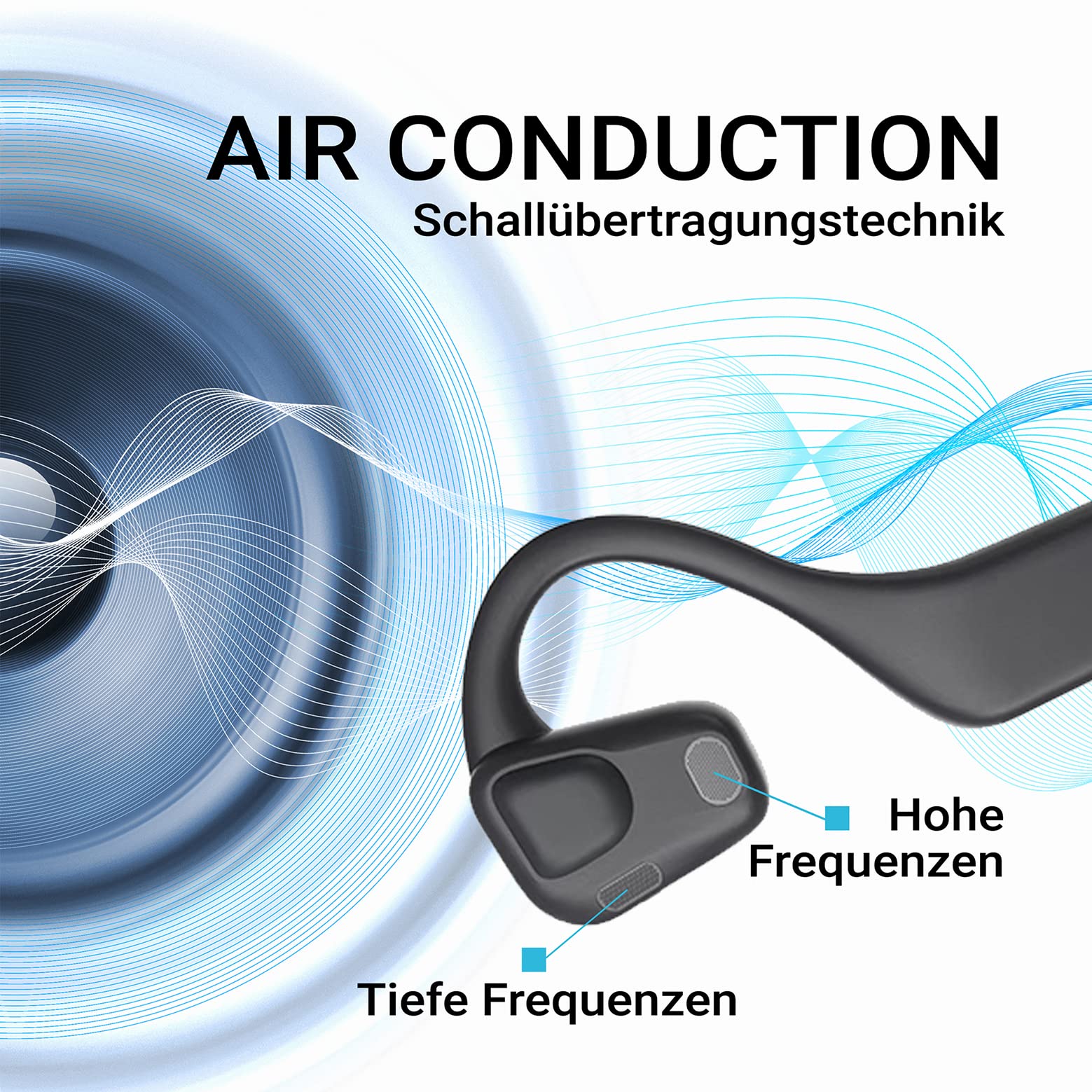 Xoro KHB 35 Écouteurs Intra-Auriculaires révolutionnaires Ouverts avec Batterie pour 8 Heures d'écoute de Musique, Mains Libres, Bluetooth, idéal pour Les activités de Plein air, Les éclaboussures et