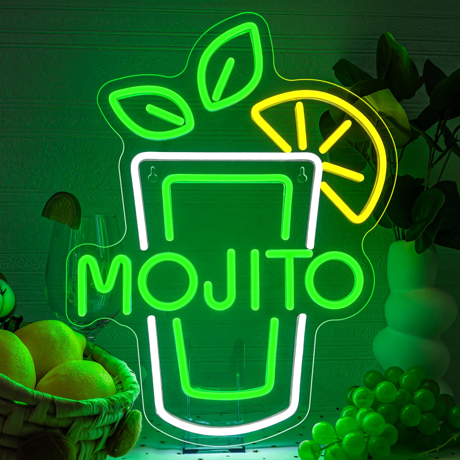Segni al neon Verde Mojito Birra Bar Home Art USB Led Luci al neon Segno per Camera da letto Ufficio Hotel Pub Caffè Sala Ricreativa Wall Artwork Decor Luce notturna