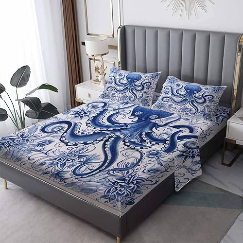 Miniatura 10 de zcsm Owl Sheets King Size - Bird Bed Sheets, Soft Microfiber & Deep Pocket & Wrinkle Free Patterned Bedding Sheets & Pillowcases, 4 Piece (1 Fitted