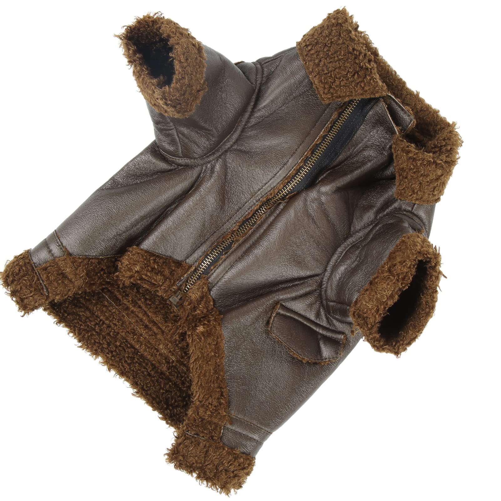 Qukaim Dog Winter Leather Coat Dog Leather Jacket - Image 4