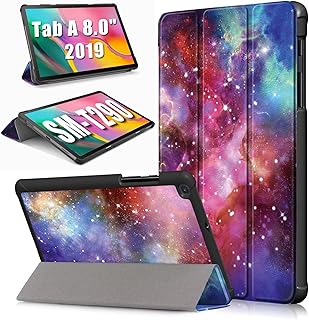 DETUOSI Slim Case for Samsung Galaxy Tab A 8.0" 2019 (SM-T290/T295/T297), Ultra Thin Folio Leather Protective Book Cover Hard Back Shell with Tri-fold Magnetic Multi-Angle Stand/ Closure #Milky Way