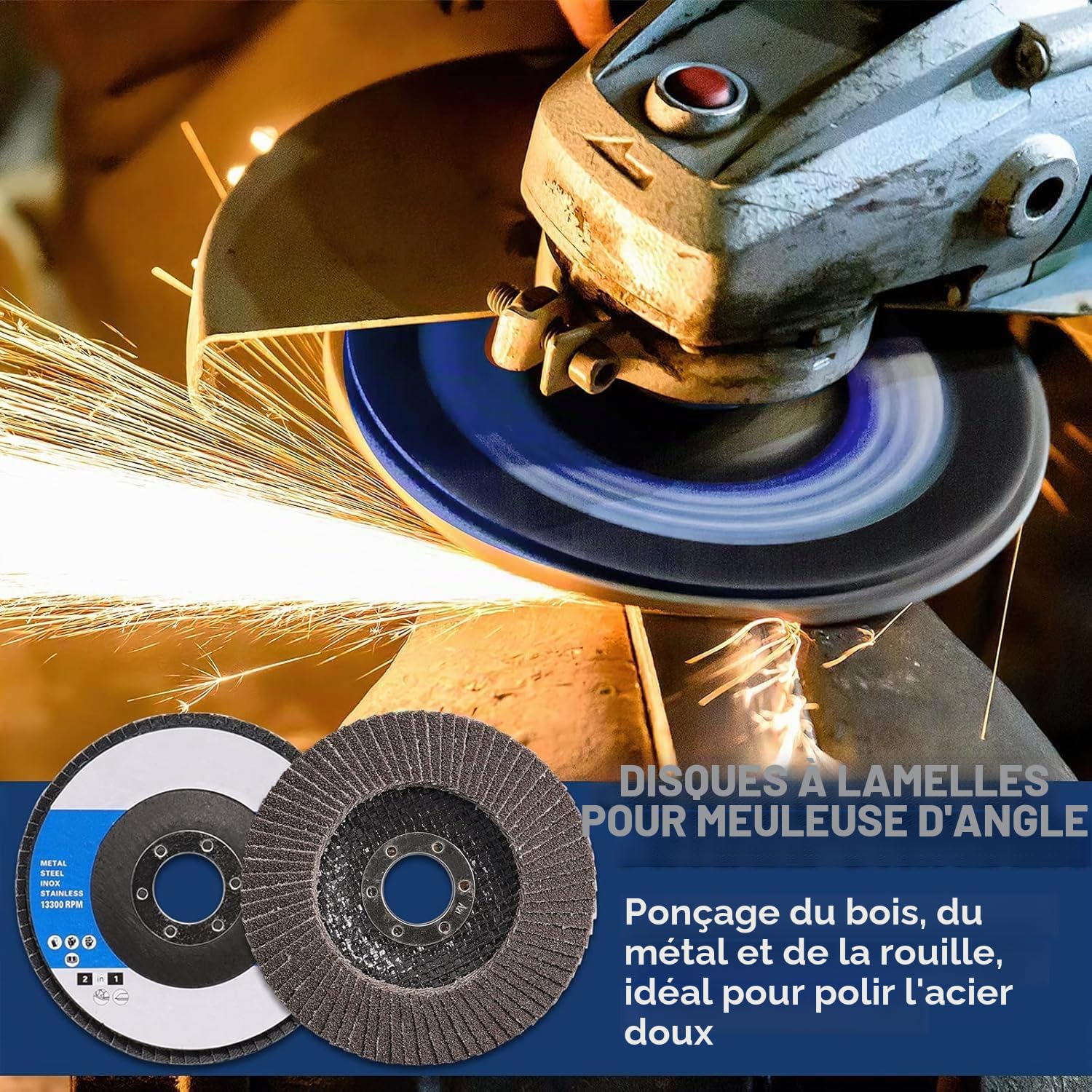 STEBRUAM Disques à lamelles 115mm, 25 Pack pour meuleuse d'angle Disque de ponçage 40 60 80 120 240 Grit en zircone pour le polissage des joints de soudure en oxyde d'aluminium