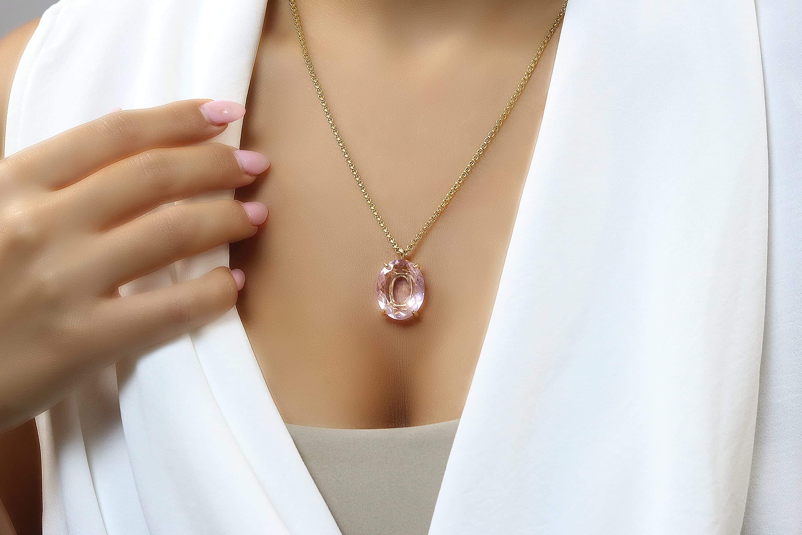 Encantador Collar de Cuarzo Rosa - Elegante Collar de Joyas para Mujeres - Collar de Colgante de Oro en capas - Piedras Preciosas, Collar de Cristal, Collar para Todos los Días - Personalizable