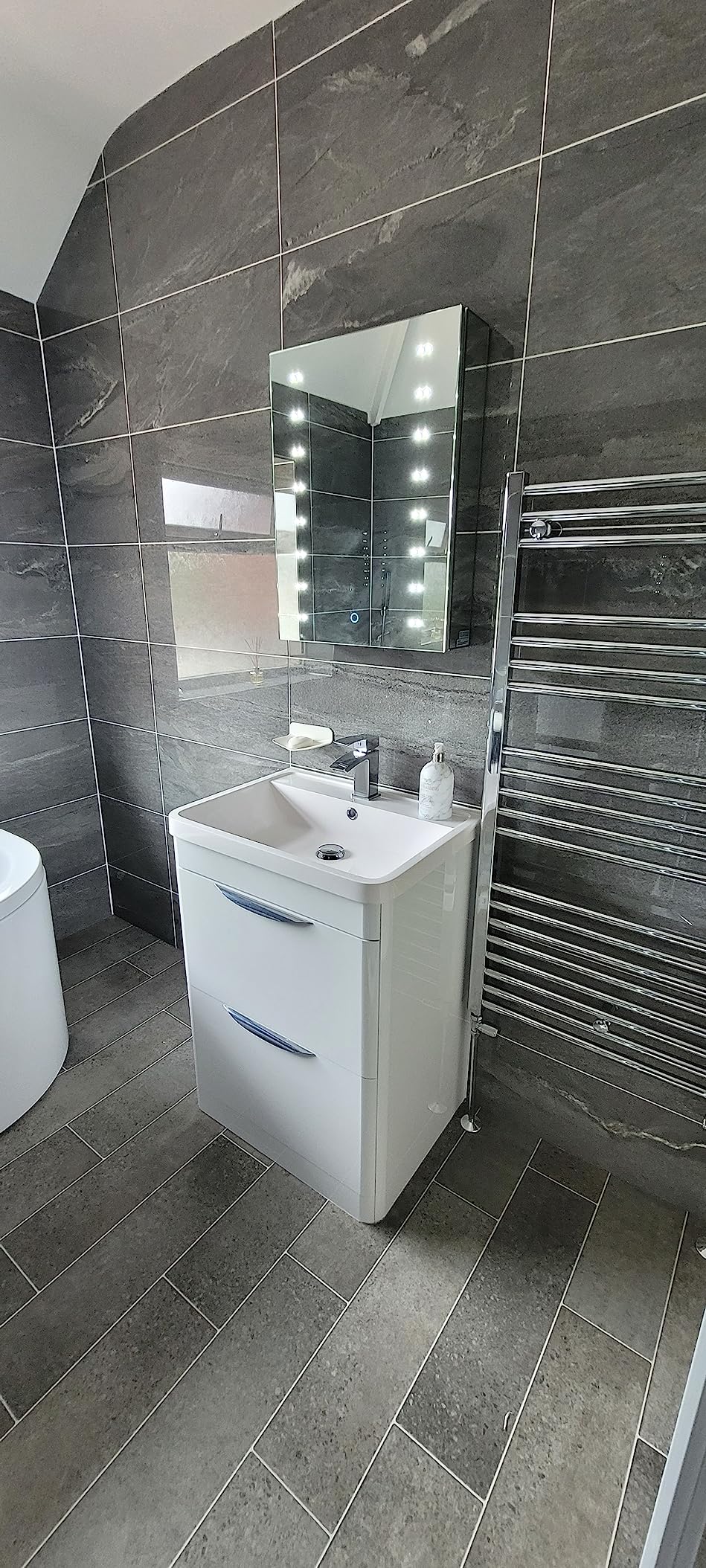 Pebble Grey™ Hollis LED Illuminated Bathroom Mirror with Shaver Socket and Concealed