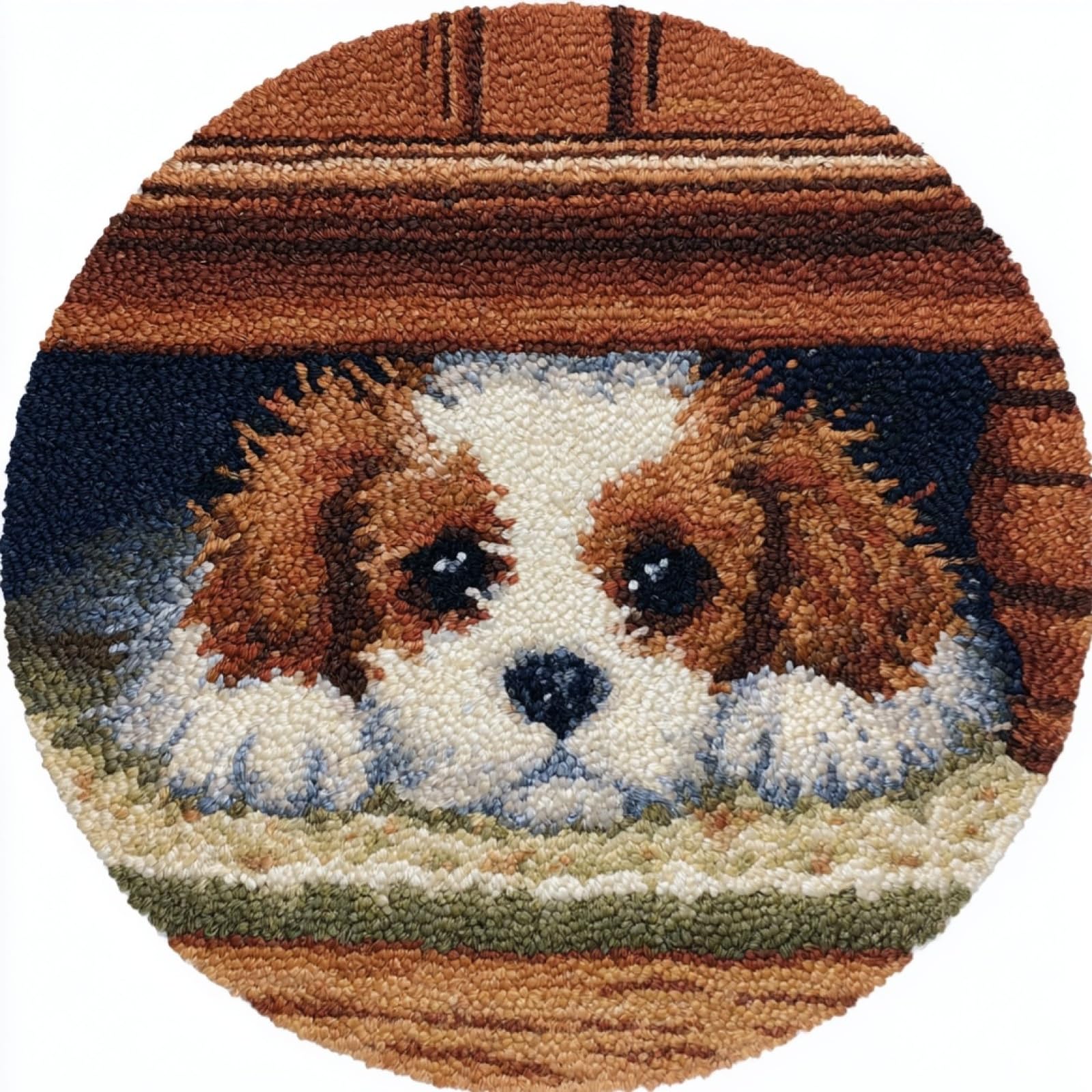 WallustrioaW DIY Latch Hook Rug Kits for Beginners Adults,Charles Spaniel,Latch Hook Rug Kits Carpet Making Crafts DIY Craft Gifts,50x50cm