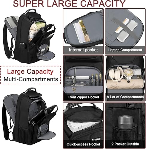 Miniatura 3 de Mochilas extra grandes para laptop, mochila universitaria XXXL de 21.7 pulgadas, compatible con la TSA, paquete de juegos de negocios aprobado por