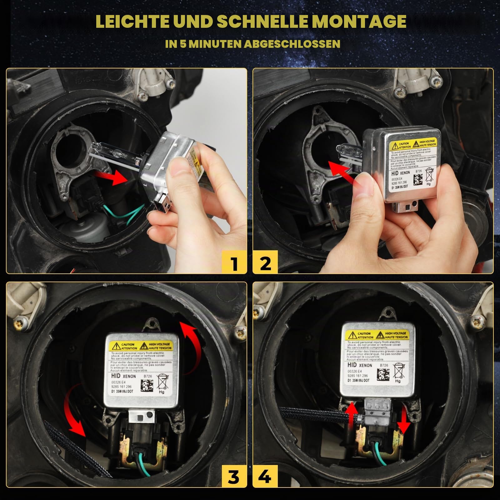 D1S Xenon Brenner Scheinwerfer für Auto -12V 35W 1:1 Ersatz HID Lampe für Original Lampe Auto, Pack of 2-6000K