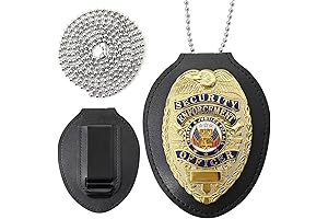 Gold Police Badge Pin with Standard-Issue Leather Case for Dress-Up or Role-Playing
