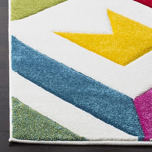 Vista 4 de SAFAVIEH Hollywood Collection - Alfombra decorativa de 4 x 6 pies, color marfil y rosa, diseño moderno de mediados de siglo, no desprende pelusa