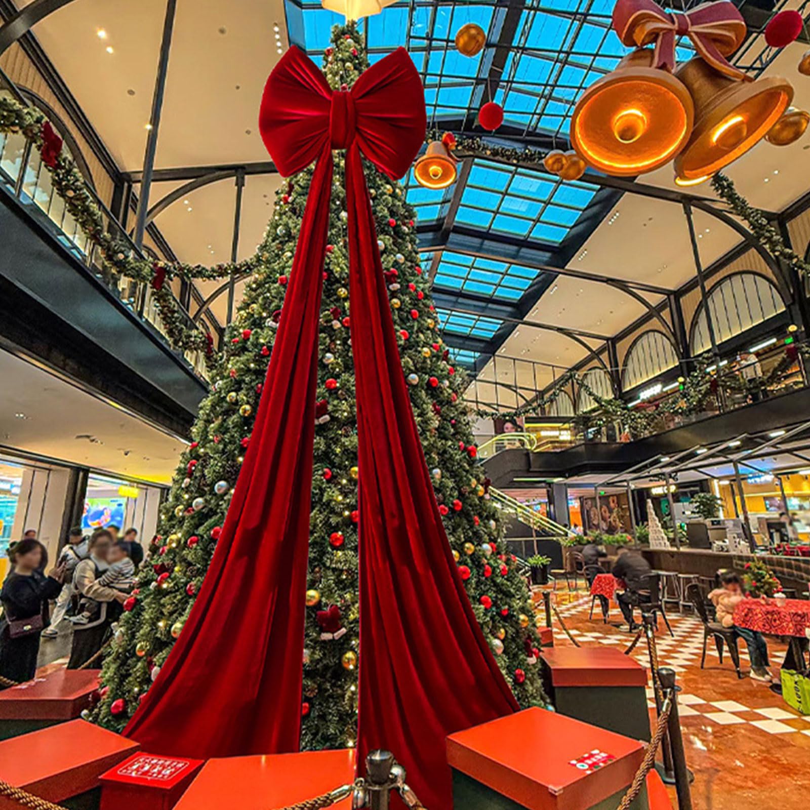 2. Lazos gigantes festivos para decoración de árbol de Navidad para interiores y exteriores, decoración de fiesta en el hogar, adornos grandes para colgar en el árbol de Navidad