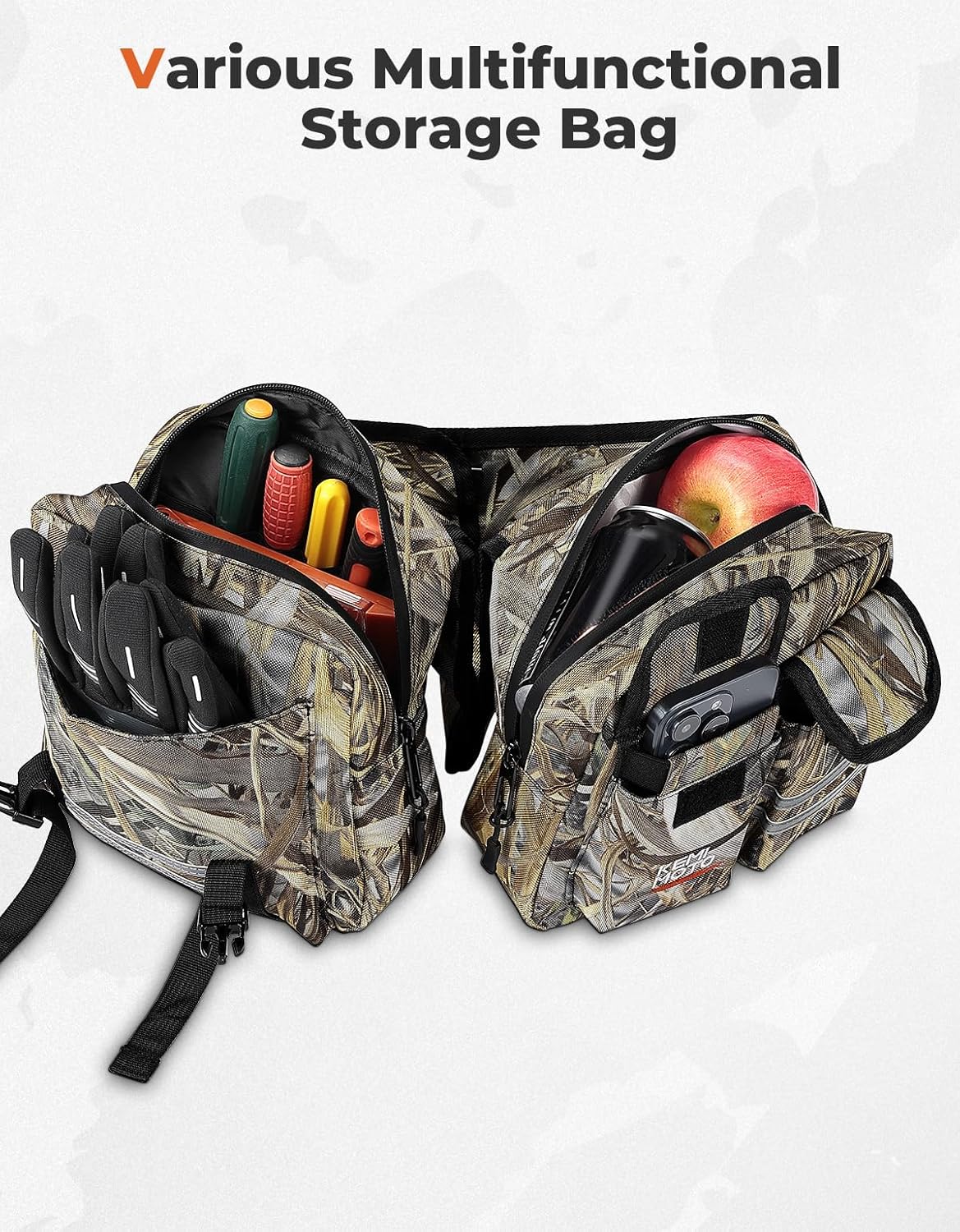 KEMIMOTO ATV Tank Bag Water-resistant Cooler All Terrain Vehicles Accessories Motorcycle Saddle Bag Compatible with Most ATVs and Snowmobiles Bicycles Quad Vehicles