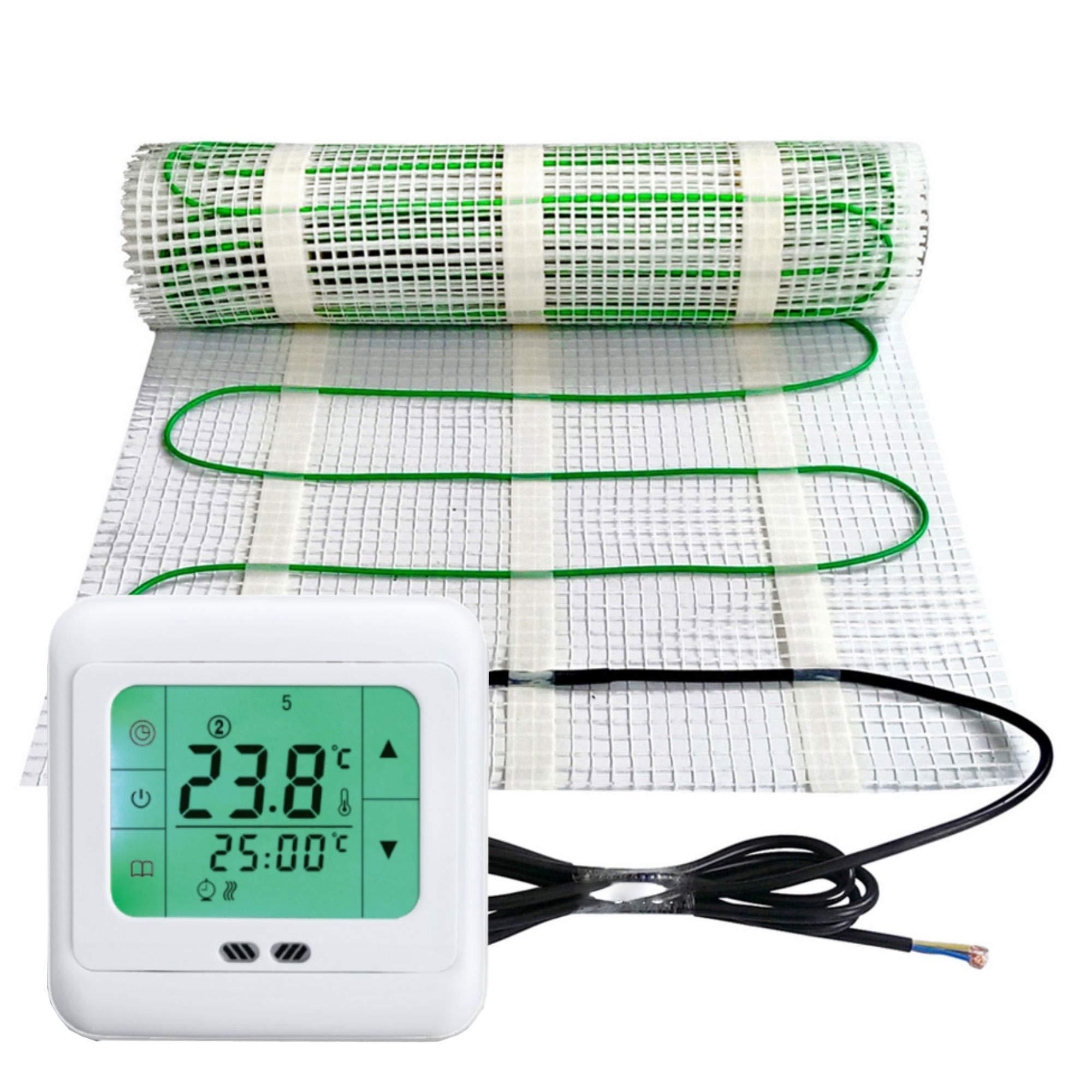 Calefacción eléctrica por suelo radiante, 200 W por m², termostato táctil, color blanco, tecnología TWIN JWS diferentes tamaños, tamaño (m²): 11 m²