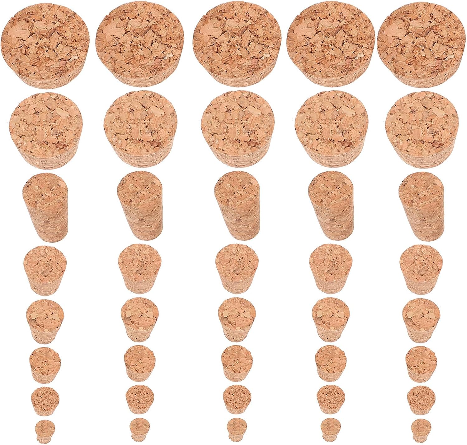 80pcs Tapered Cork Stoppers Set Made of Natural Cork with 8 Assorted Sizes for Versatile Applications, Easy Insertion and Removal, for Bottles, Jars, and Craft Projects