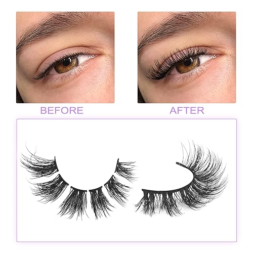 Miniatura 4 de ALICE Pestañas en racimo de pestañas postizas planas, naturales y finas, volumen esponjoso, pestañas de ojo de gato, aspecto de visón, rizo CD,