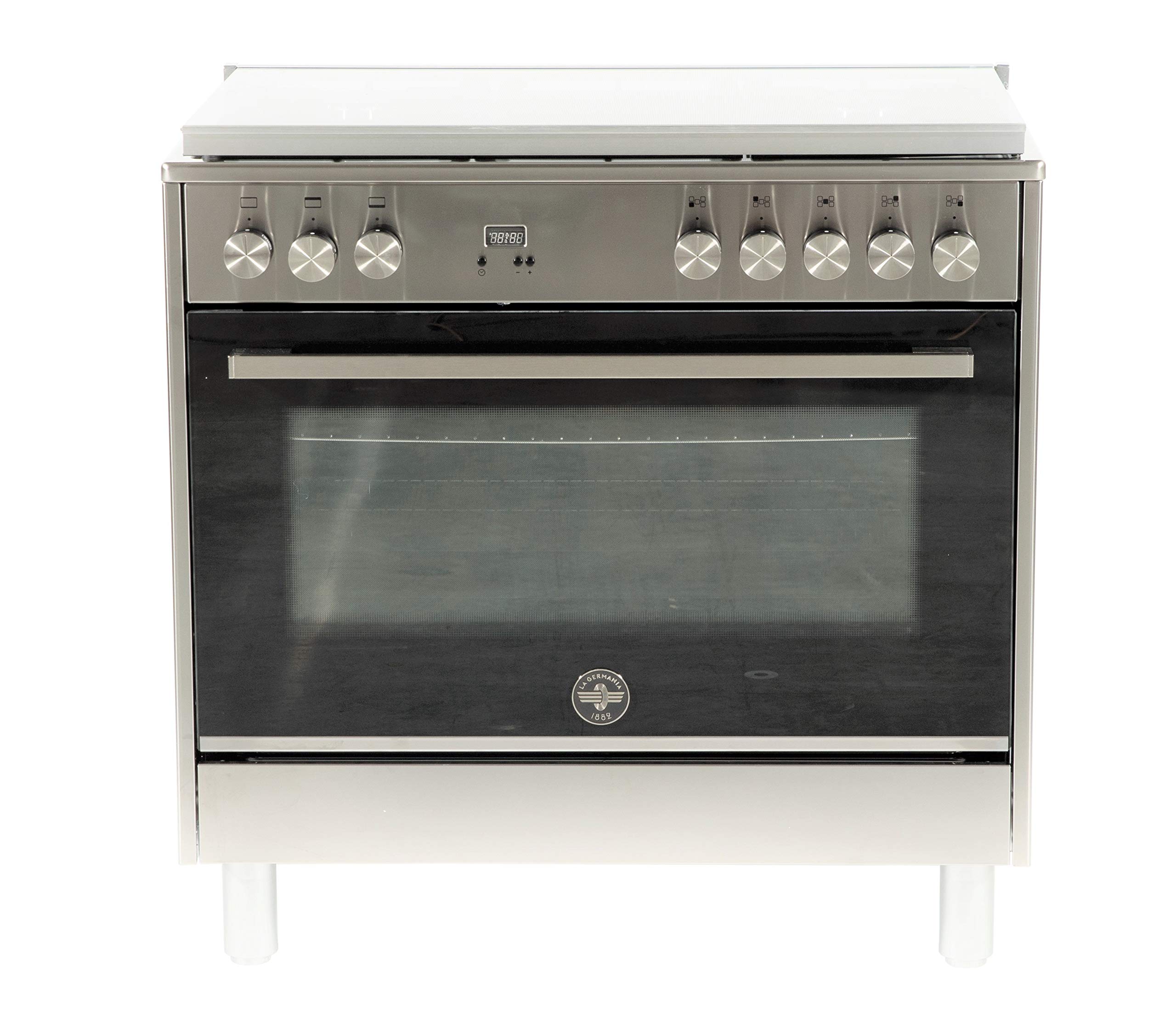 Lagermania 90x60CM Gas Cooker, Heavy cast iron pan support, one hand ignition, full safety, self cleaning, fan in oven, stainless steel, Made in Italy, TUS95C81CX/20