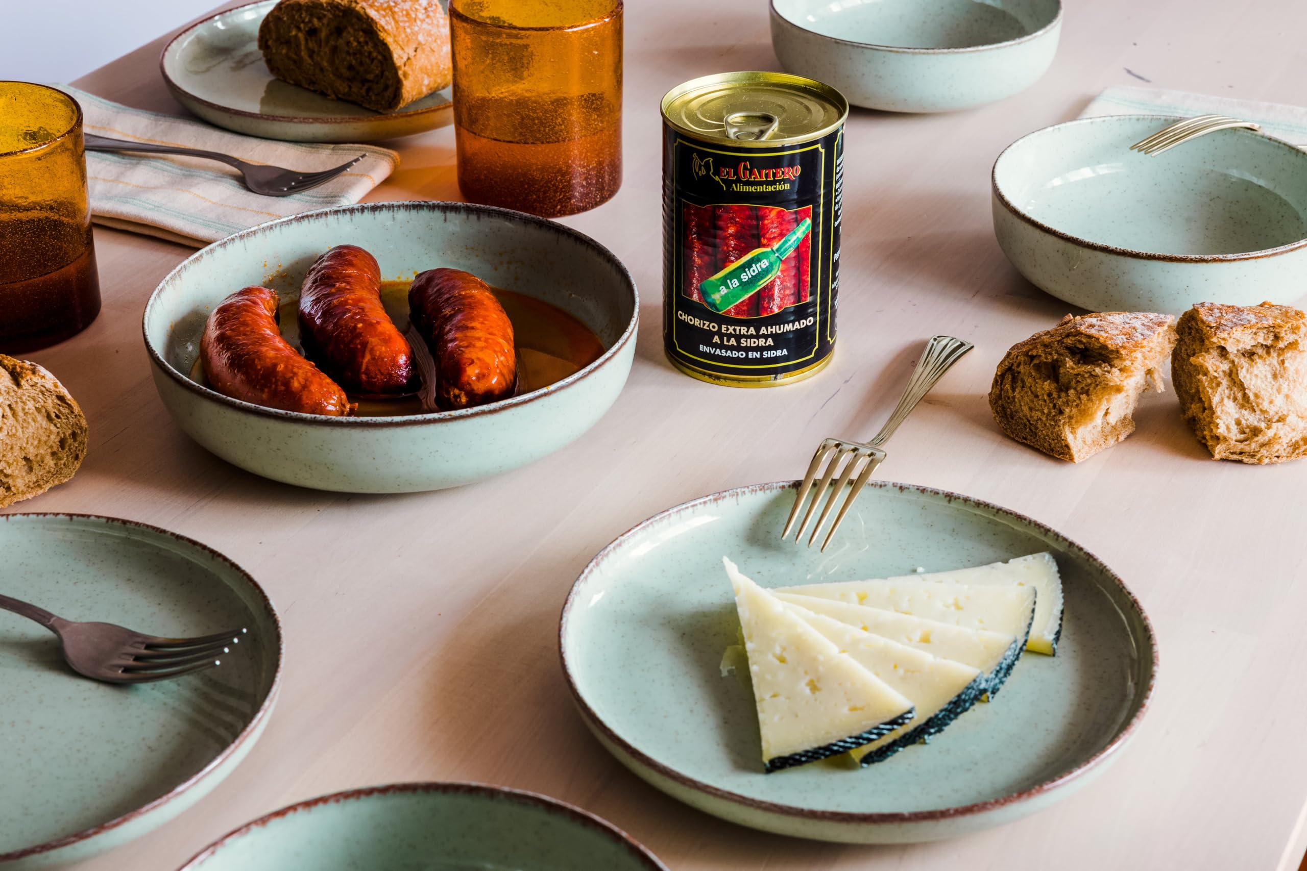 El Gaitero - Chorizo a la Sidra Extra Ahumado | Enlatado con Sidra Natural | Preparación Rápida al Baño María o Microondas | 12 Latas de 410g