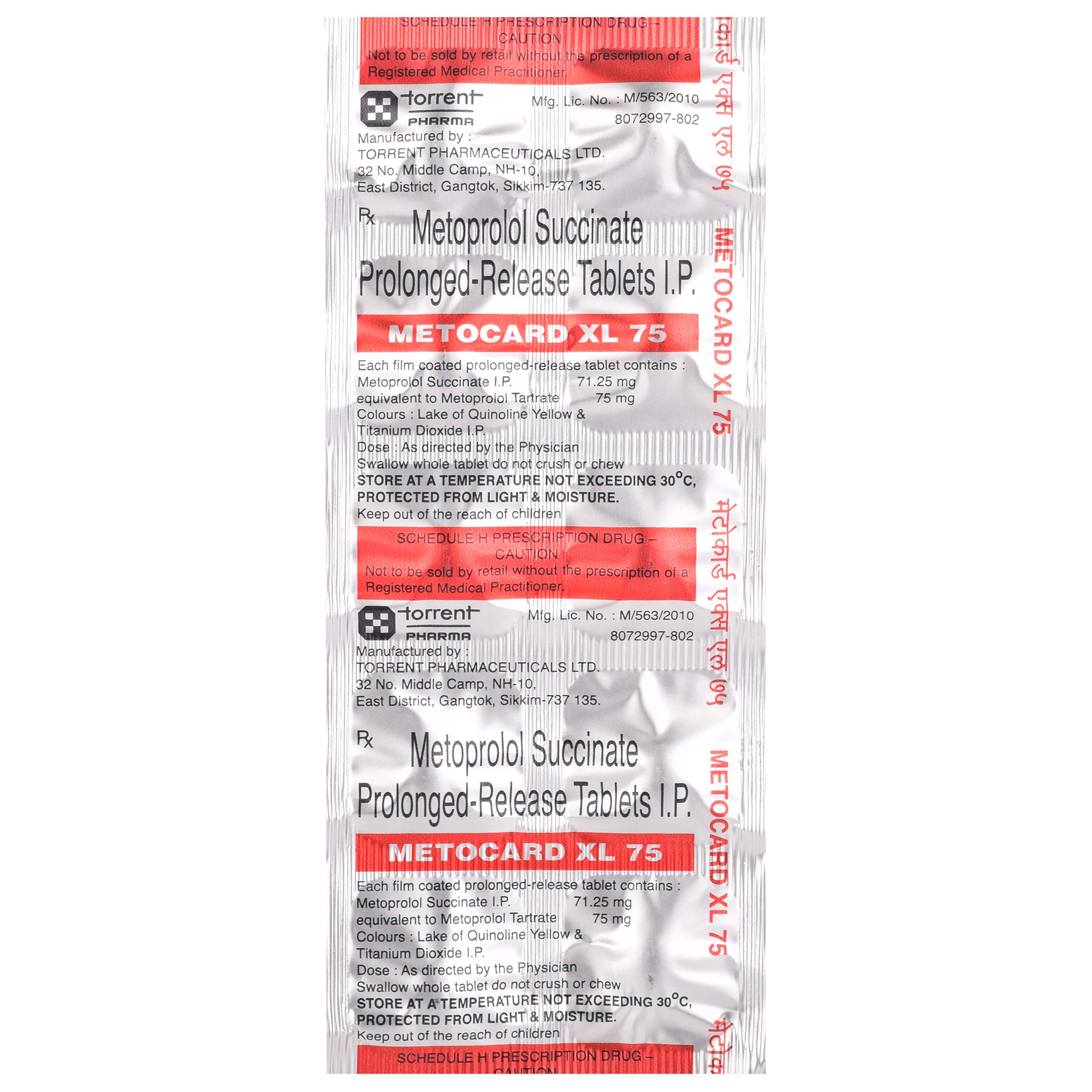 Metocard XL 75 - Strip of 10 Tablets
