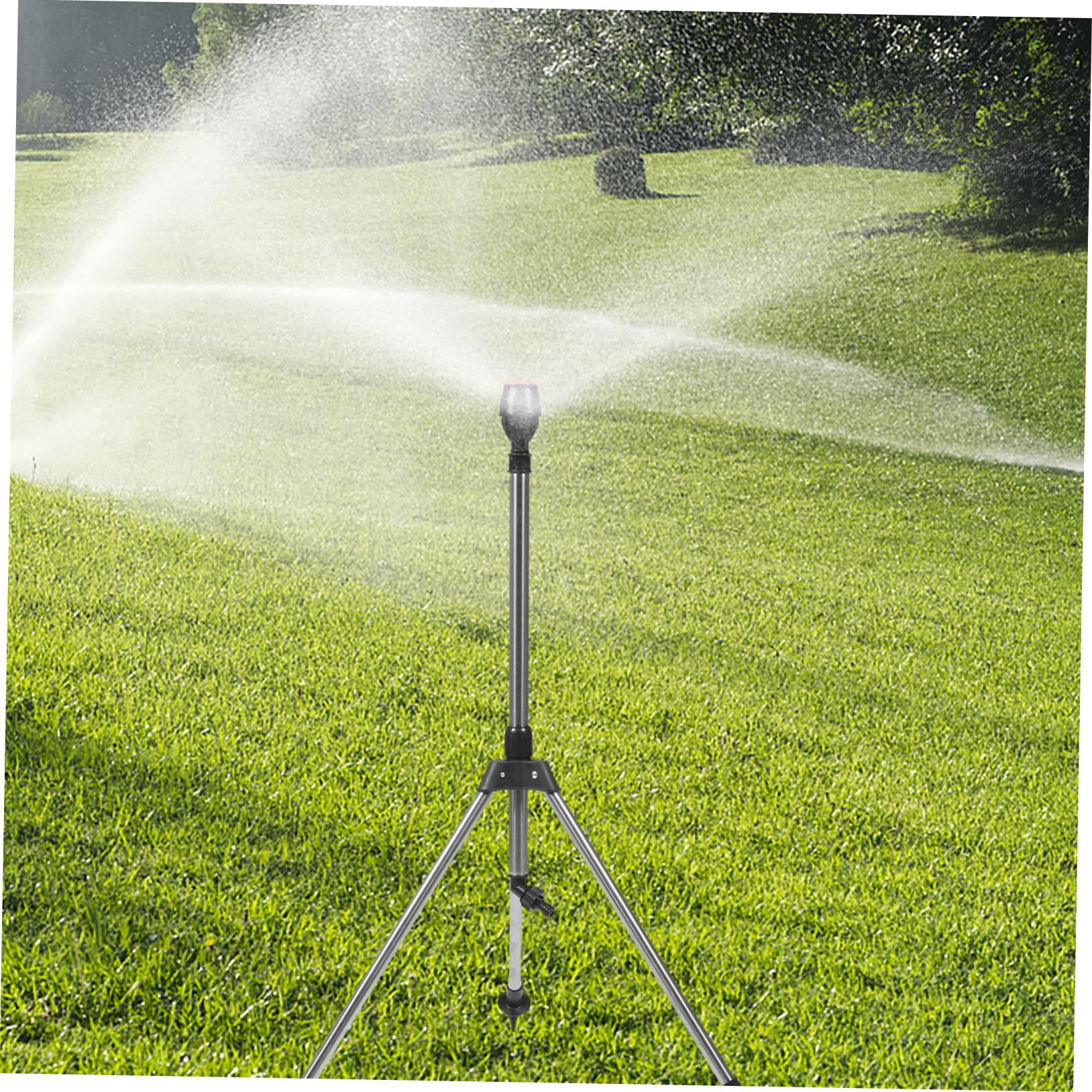 Irrigatore da Giardino a Treppiede Rotante Automatico Retrattile | Set 1 Pezzo, Lega di Alluminio e Plastica, Anti Perdita, per Alberi e Terreni Agricoli