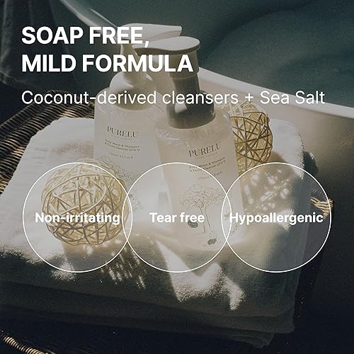 Miniatura 5 de PURELU Champú 3 en 1 para bebé, limpiador corporal sin lágrimas, jabón facial para piel sensible, gel de baño vegano, hipoalergénico, sin fragancia