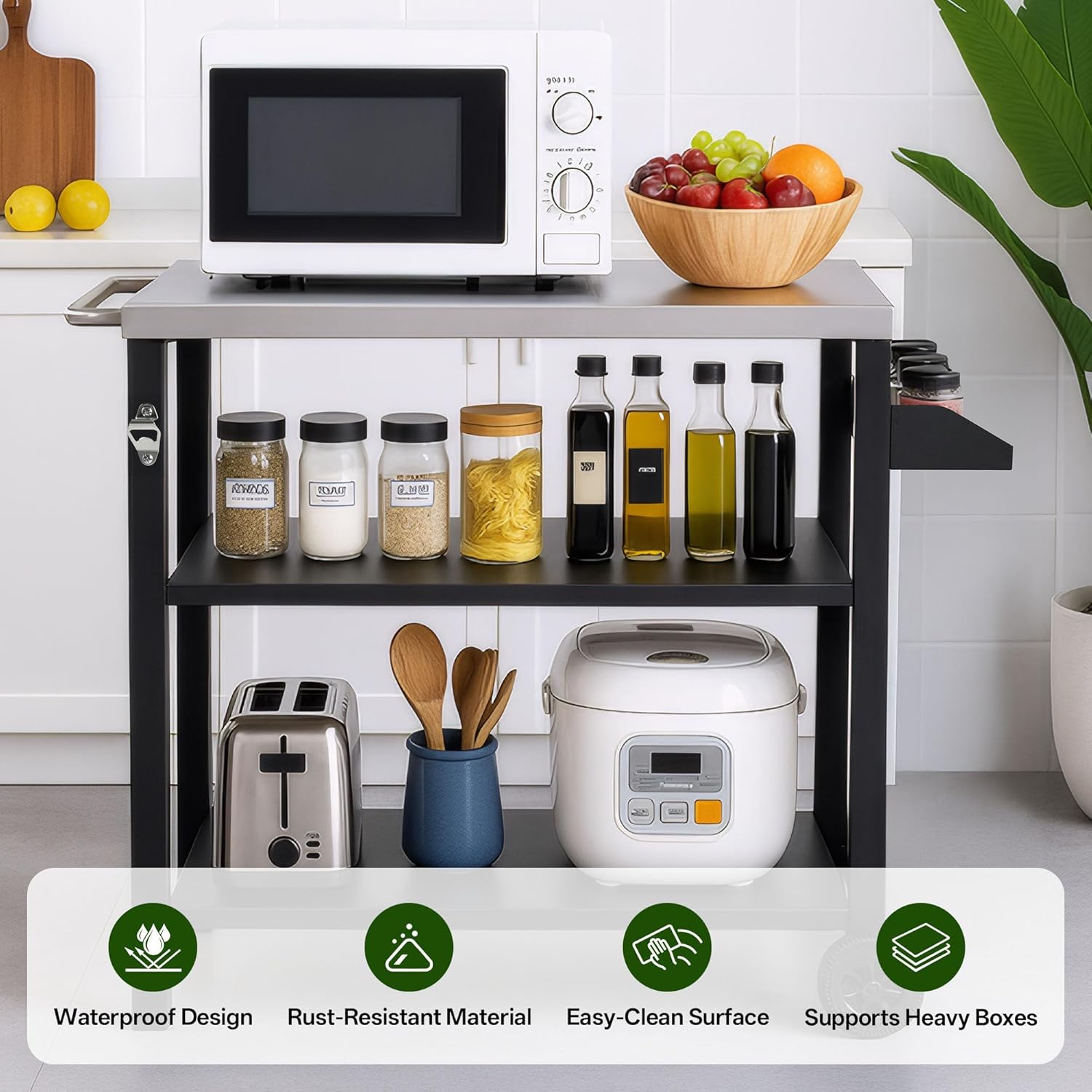 CubisVeta Stainless Steel Kitchen Workstation with Shelf & Wheels, Multipurpose Prep Table for Outdoor Cooking, BBQ, Patio & Indoor Kitchen, Heavy-Duty & Easy to Clean (34.7+Storage Basket)