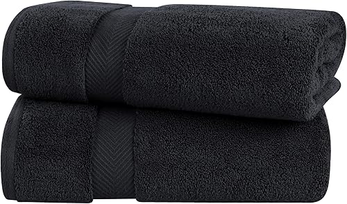 SUPERIOR Zero Twist - Juego de toallas de baño 100% de algodón, supersuaves, esponjosas y absorbentes, de calidad prémium, para baño, color negro