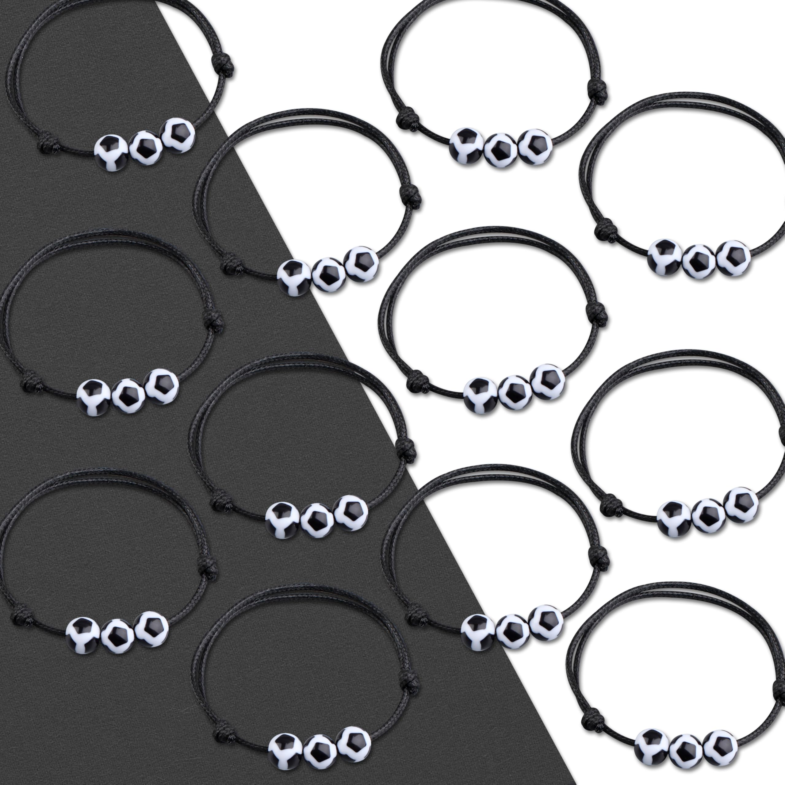 Pulseras de Fútbol Ajustables Pulseras de Tejido de Fútbol Trenzada a Mano Pulseras de Amistad para Niñas Niños Mujeres