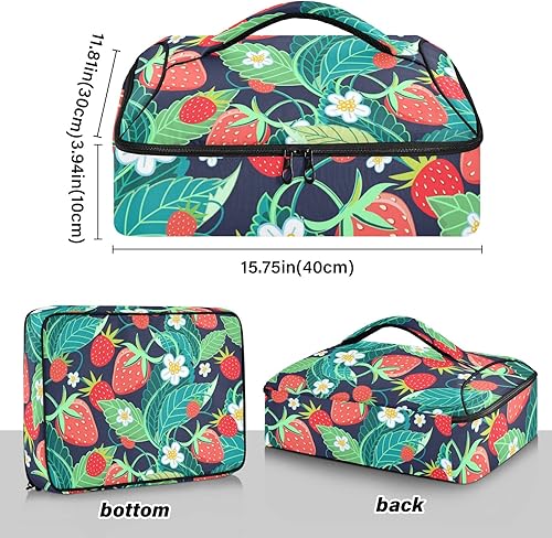 Miniatura 3 de xigua Porta cacerolas aisladas, bolsa transportadora de cazuelas de fresa, portadores de cacerolas para alimentos calientes o fríos, apto para