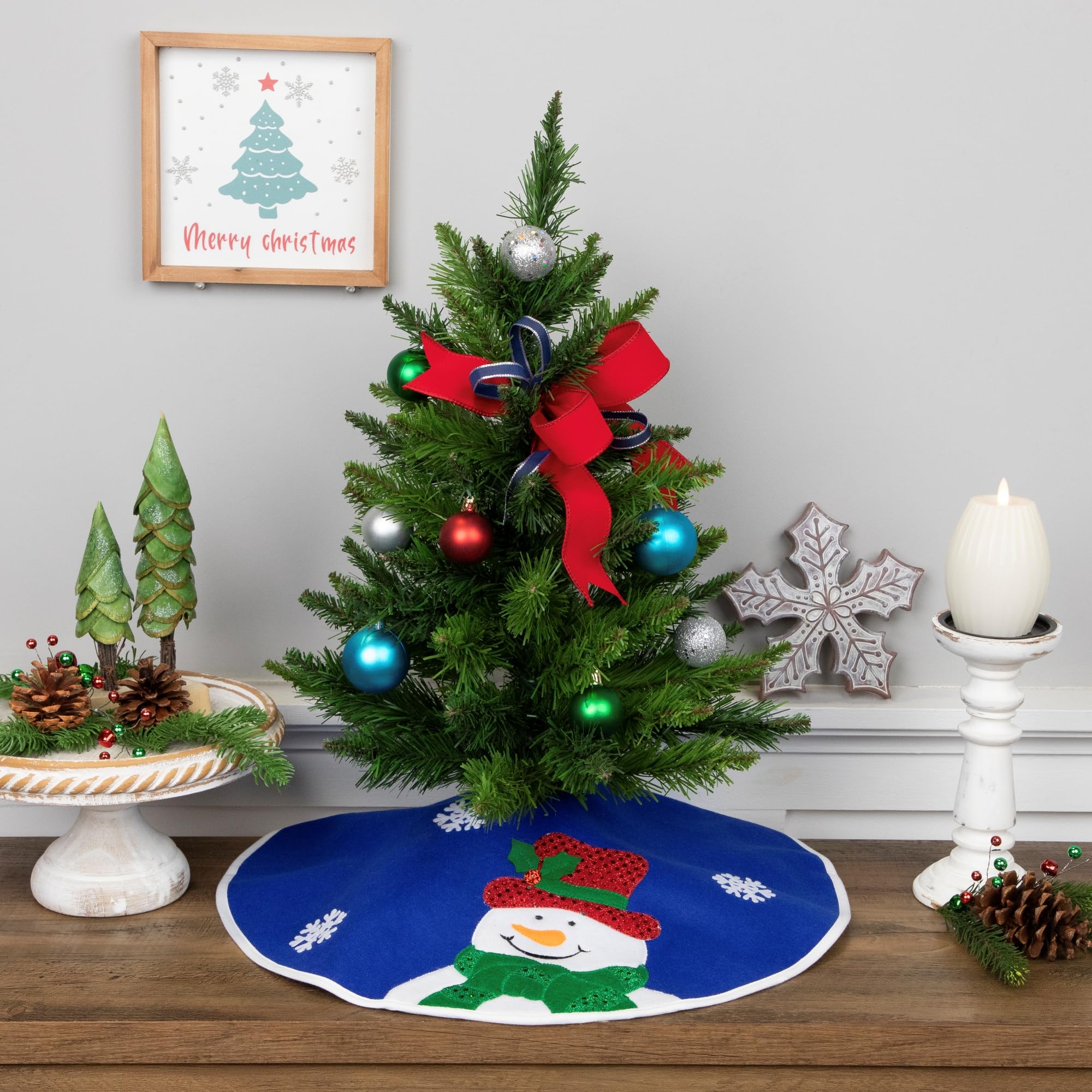 Embroidered Snowman Mini Christmas Tree Skirt - 20