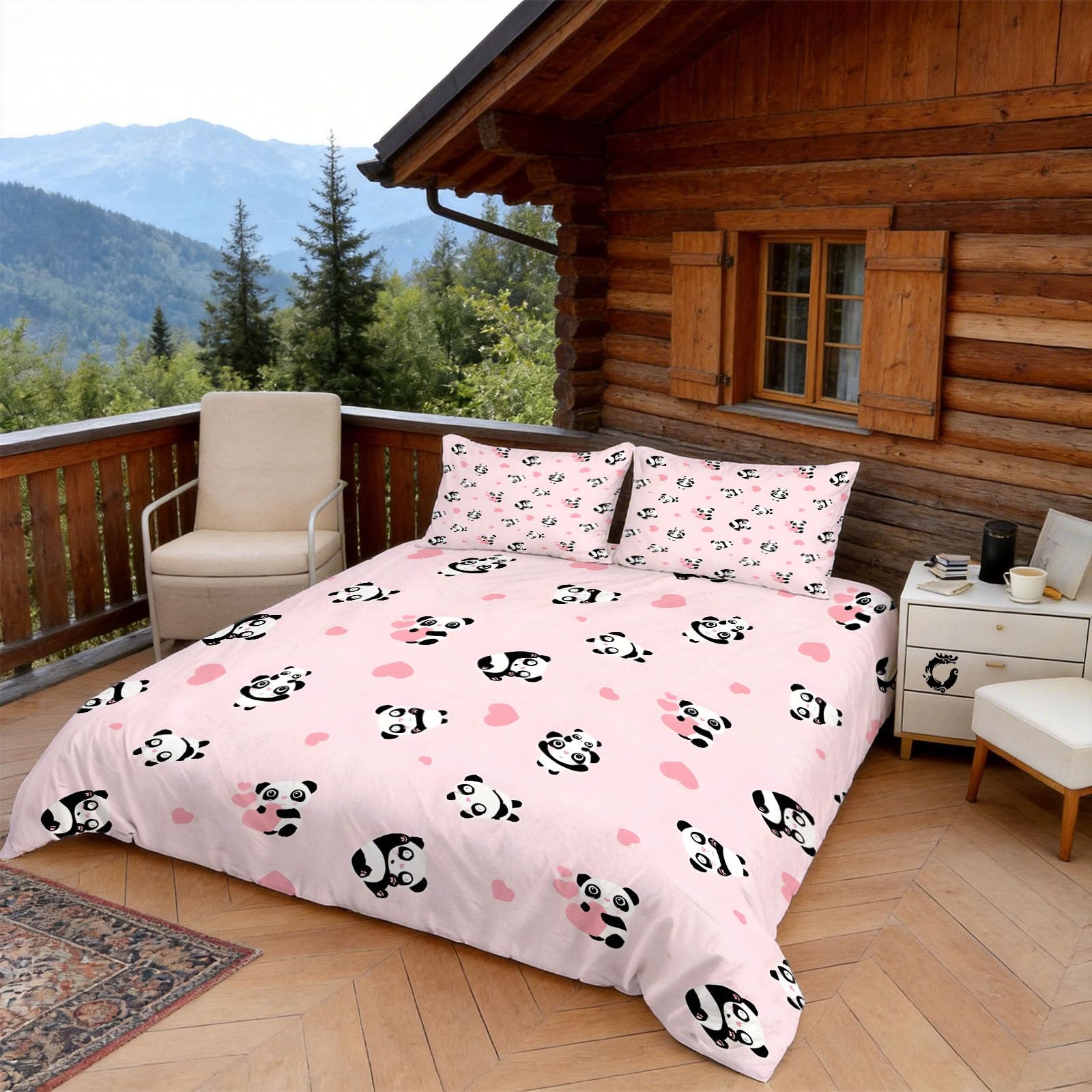 Funda Nordica Cama 105 Oso Panda 3D Fundas Nordicas Animal Print 3pcs Ropa de Cama Microfibra Suave Funda Nordica 200x200 y 2 Funda de Almohada 50x80 cm