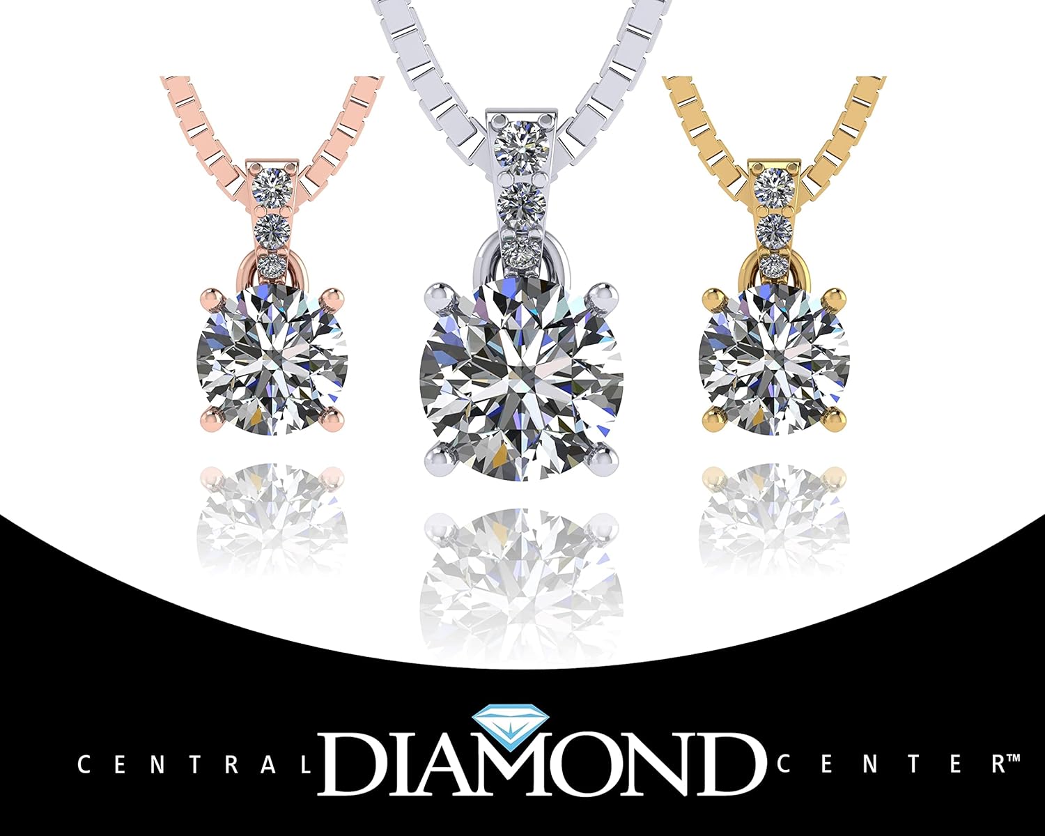 4 Prong Round Solitaire Simulated Diamond Necklace in Solid Sterling Silver with Pure Brilliance Zirconia - Image 6