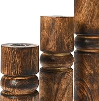 Vista 6 de Main + Mesa Juego de 3 portavelas cónicos apilados de madera