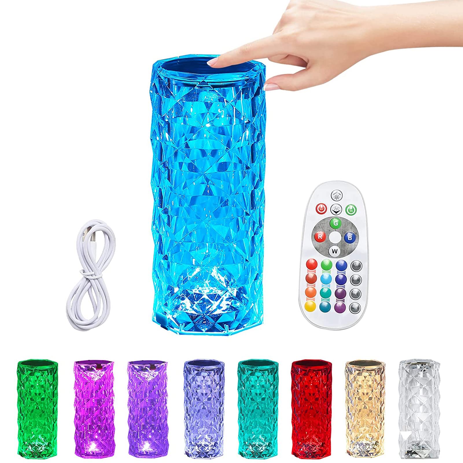 Crystal Table Lamp, LED Night Light Bedside Lamp with USB Charging Port,Acrylic Touch Control Crystal LampDecoration Desk Nightstand Lamps,Decorative Lamp for Living Room Bedroom (Type B)