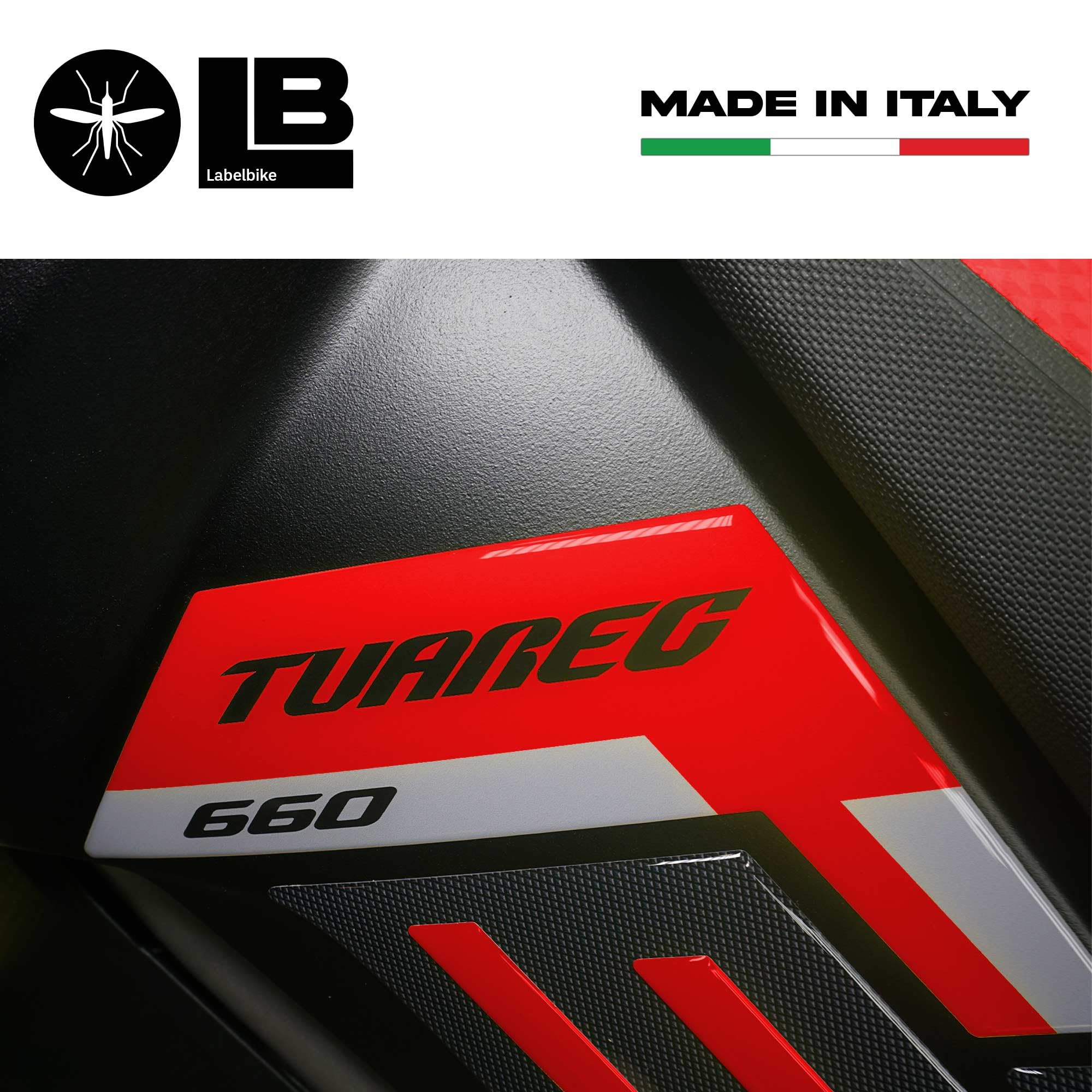 Labelbike 3D Gel Harz Aufkleber – Tankseitenschutz Für Aprilia Tuareg 660 (2022-2025), Farbe: Gelb, Made In Italy