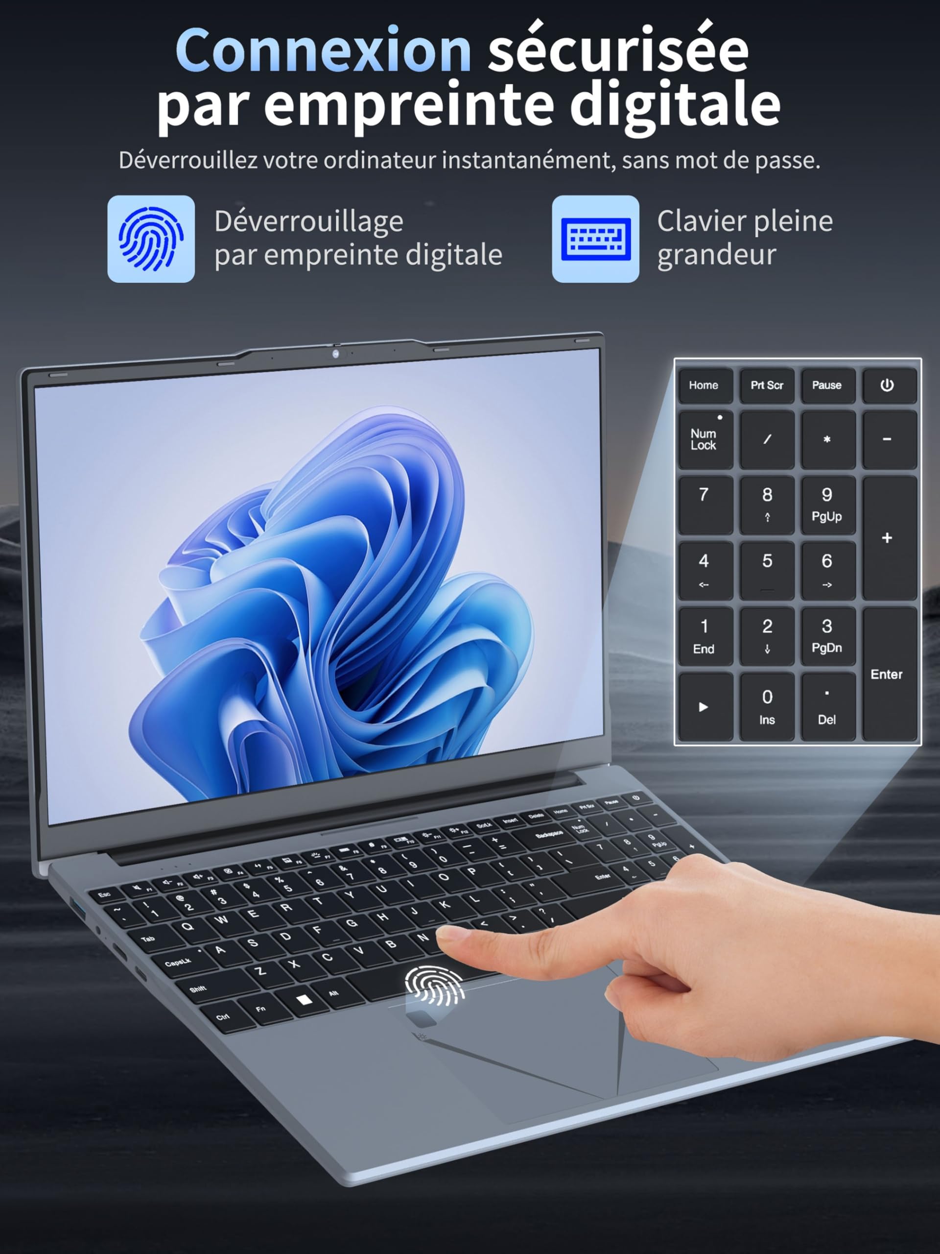 Amita PC Portable 15,6" FHD, Ryzen 5 3500U (Jusqu’à 3,7 GHz), Quad-Core, 16 Go RAM, SSD Ordinateur Portable Léger avec Touchpad Innovant & Webcam avec Interrupteur de Confidentialité, (450, Go)