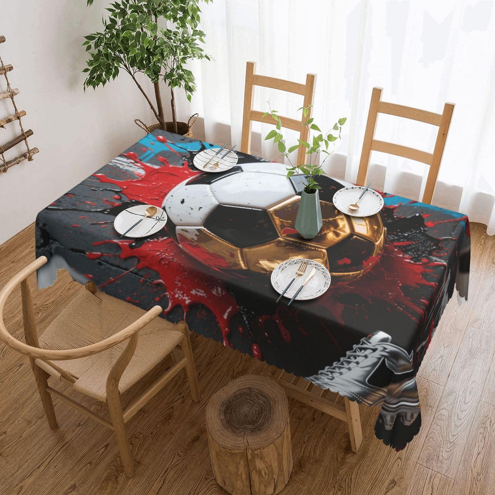 FekiLoot Rectangle Tablecloth 54 X 72 Inch, Classic Stain ‎Resistant Table Cloth Reusable Washable Table Cover Soccer Tabletop Decor for Kitchen Dining Party Indoor Outdoor Use