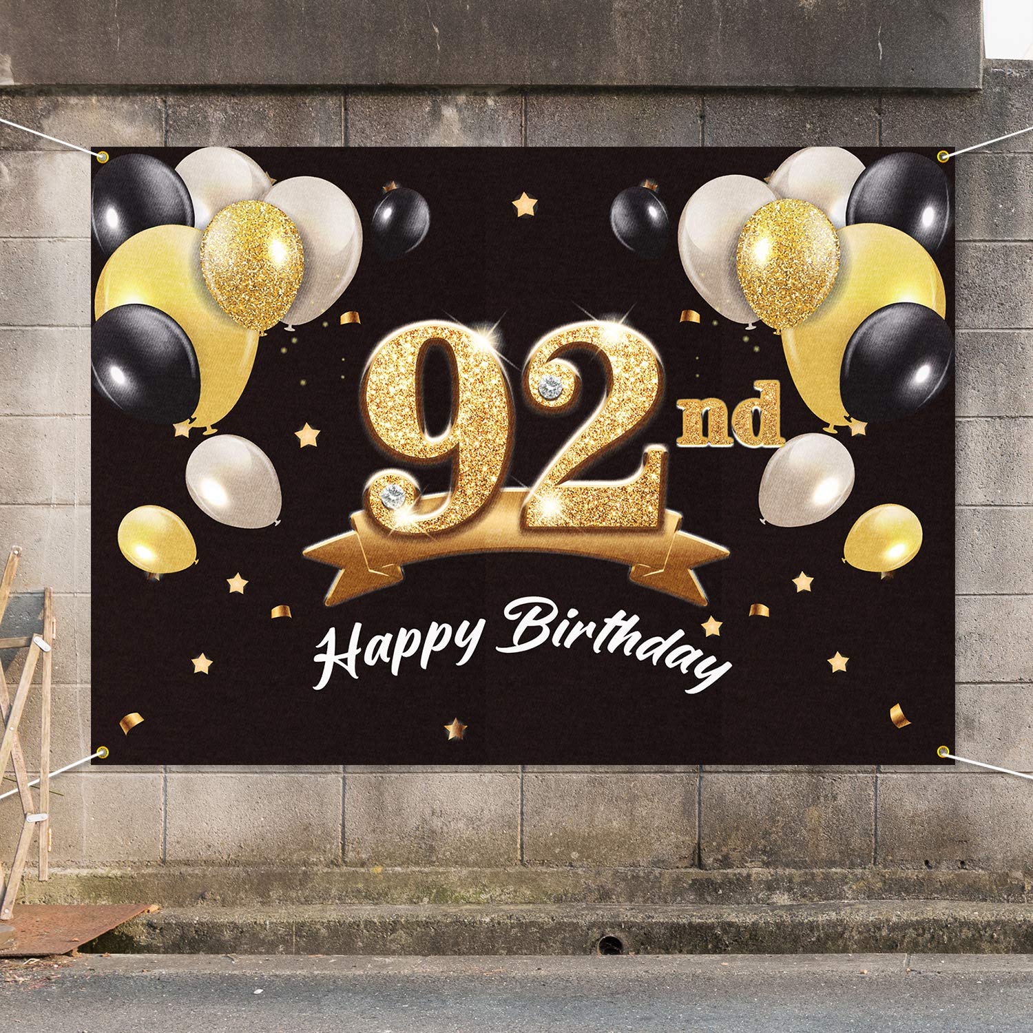 未開封 hide birthdayparty 2018 ブランケット Amazon.com: PAKBOOM Happy 92nd Birthday Banner Backdrop - 92