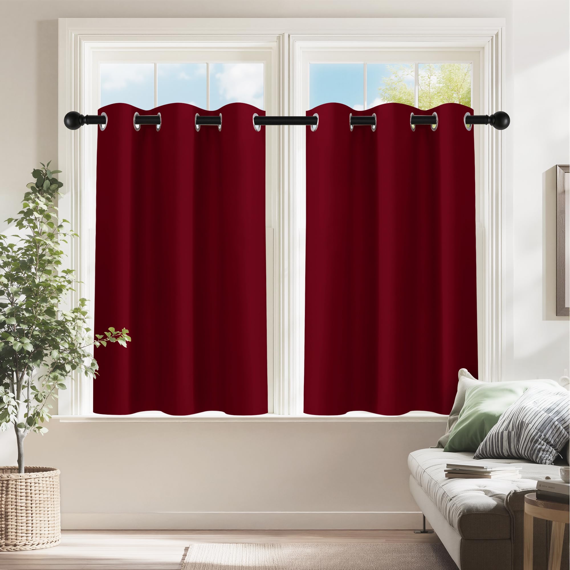 PONY DANCE Christmas Burgundy Red Blackout Curtains and Drapes