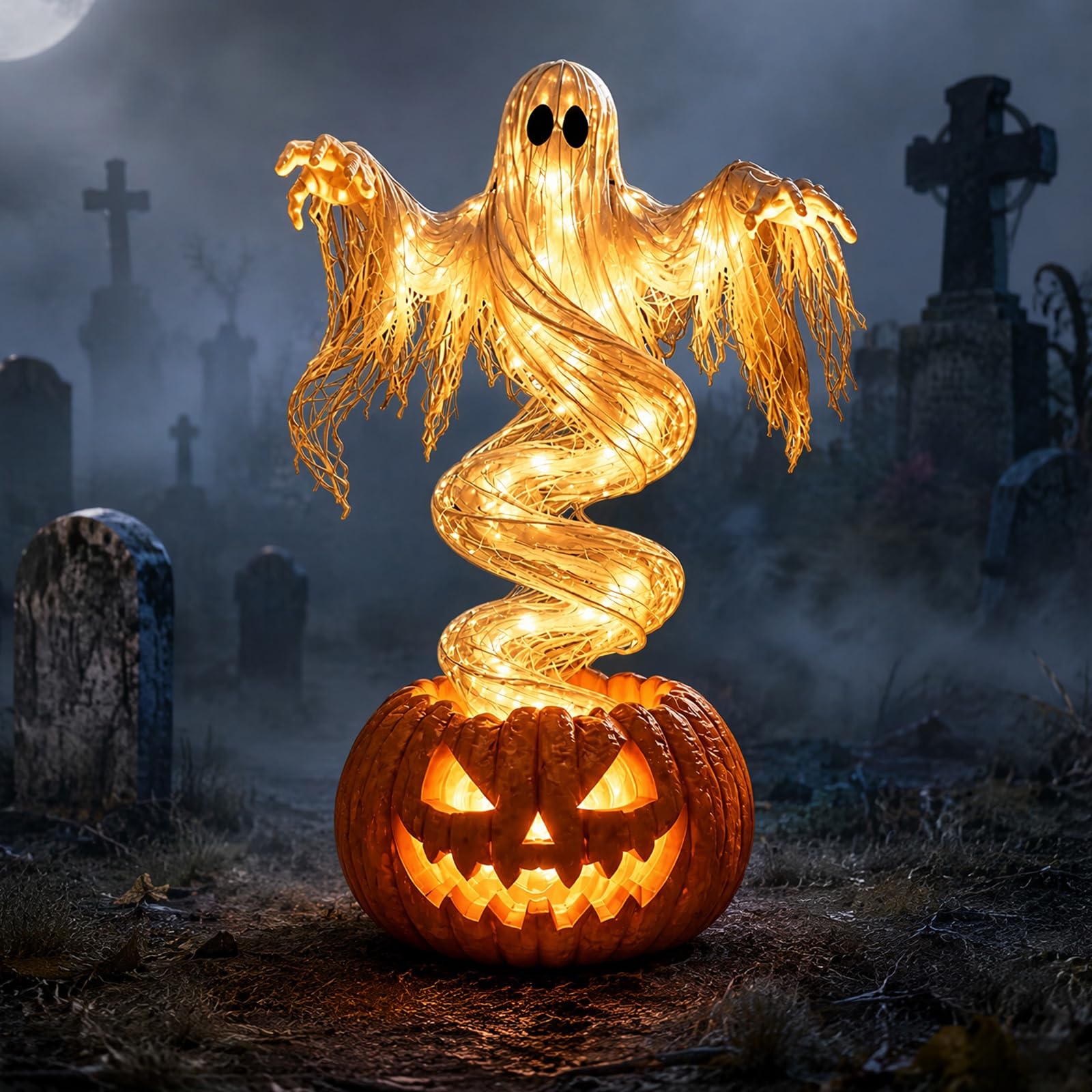 Ghostly Lights Halloween decorazione giardino rotante LED lampada | Ghostly Lights Halloween Si Posa Facilmente Nel Prato E Resiste Alle Intemperie Per Il Riutilizzo
