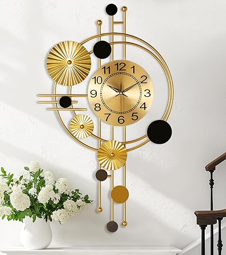 Miniatura 1 de Reloj de pared grande de 30 pulgadas, relojes modernos para sala de estar, diseño geométrico, reloj de pared silencioso, funciona con pilas, para