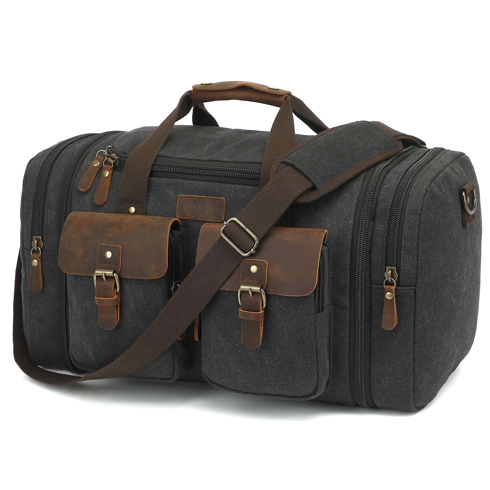 Waterafstotende canvas Crazy Horse lederen reistas, 35 liter